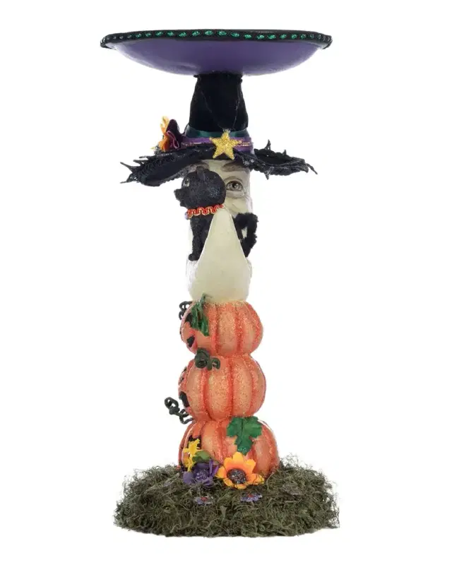 Katherine 's Collection Jacks and Cats Moon Pillar Candle Holder