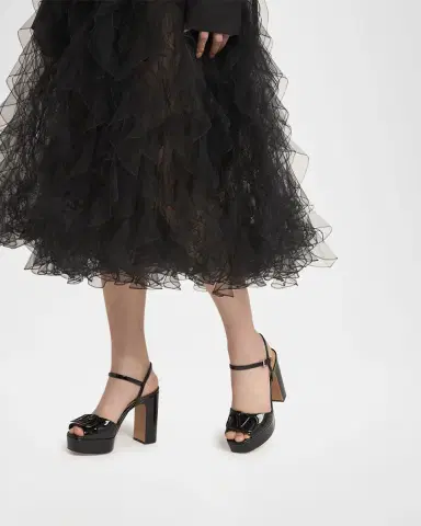 Valentino Garavani VLogo Patent Ankle-Strap Platform Sandals | Thumbnail 2