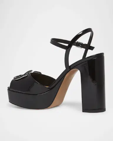 Valentino Garavani VLogo Patent Ankle-Strap Platform Sandals | Thumbnail 4