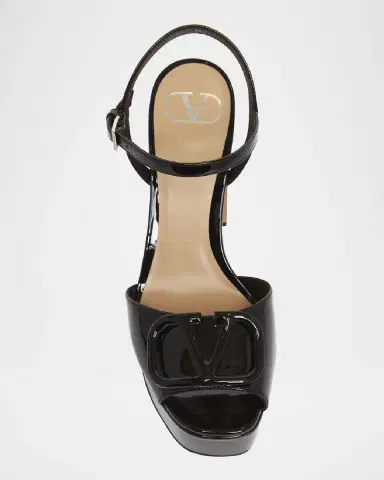 Valentino Garavani VLogo Patent Ankle-Strap Platform Sandals | Thumbnail 5