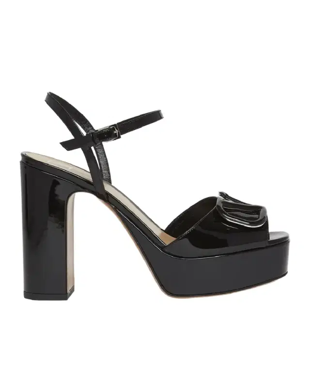 Valentino Garavani VLogo Patent Ankle-Strap Platform Sandals