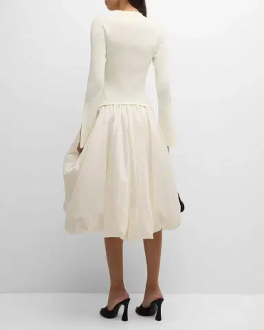 Simkhai Kenlie Mixed Media Bubble Midi Dress | Thumbnail 3 Simkhai Kenlie Mixed Media Bubble Midi Dress | Thumbnail 3