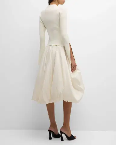 Simkhai Kenlie Mixed Media Bubble Midi Dress | Thumbnail 6 Simkhai Kenlie Mixed Media Bubble Midi Dress | Thumbnail 6