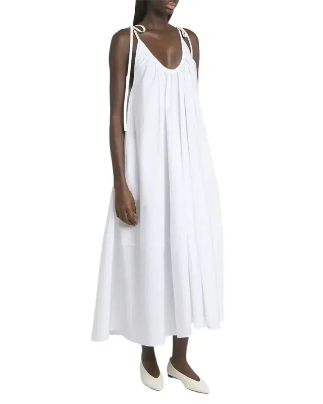 Sleeveless Gathered Maxi Shift Dress