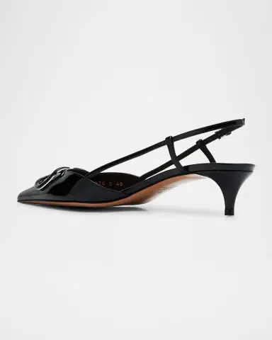 Valentino Garavani VLogo Patent Kitten Slingback Pumps | Thumbnail 4 Valentino Garavani VLogo Patent Kitten Slingback Pumps | Thumbnail 4