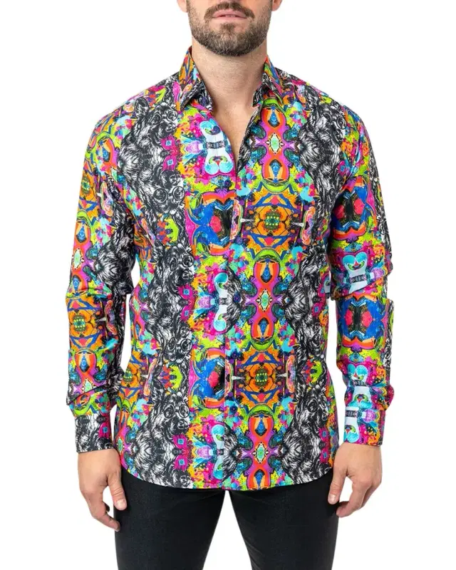 Men's Fibonacci Acid Dog Dress Shirt