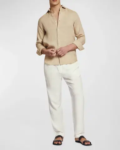 Frescobol Carioca Men's Antonio Linen Casual Button-Down Shirt | Thumbnail 2 Frescobol Carioca Men's Antonio Linen Casual Button-Down Shirt | Thumbnail 2