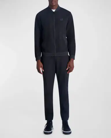 Karl Lagerfeld Paris Men's Track Jacket with Mesh Trim | Thumbnail 2