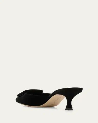 Manolo Blahnik Maysale Velvet Buckle Mule Pumps | Thumbnail 3