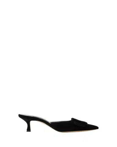 Manolo Blahnik Maysale Velvet Buckle Mule Pumps | Thumbnail 1
