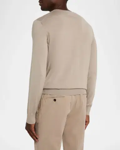 Zegna Men's Cashseta Cashmere and Silk Crewneck Sweater | Thumbnail 3 Zegna Men's Cashseta Cashmere and Silk Crewneck Sweater | Thumbnail 3