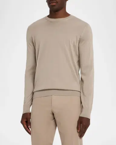 Zegna Men's Cashseta Cashmere and Silk Crewneck Sweater | Thumbnail 4 Zegna Men's Cashseta Cashmere and Silk Crewneck Sweater | Thumbnail 4