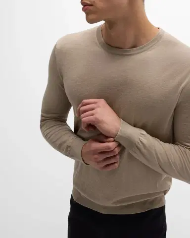 Zegna Men's Cashseta Cashmere and Silk Crewneck Sweater | Thumbnail 7 Zegna Men's Cashseta Cashmere and Silk Crewneck Sweater | Thumbnail 7