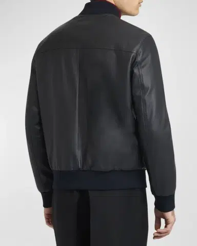 Brioni Men's Classic Leather Bomber Jacket | Thumbnail 3