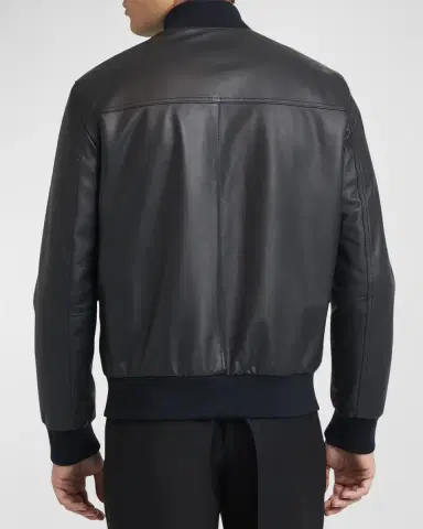 Brioni Men's Classic Leather Bomber Jacket | Thumbnail 5