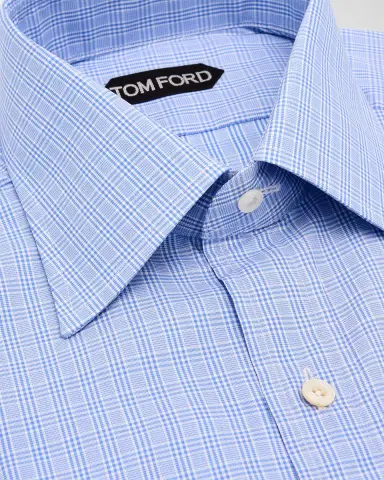 Tom Ford Men's Twill Check Slim-Fit Dress Shirt | Thumbnail 2