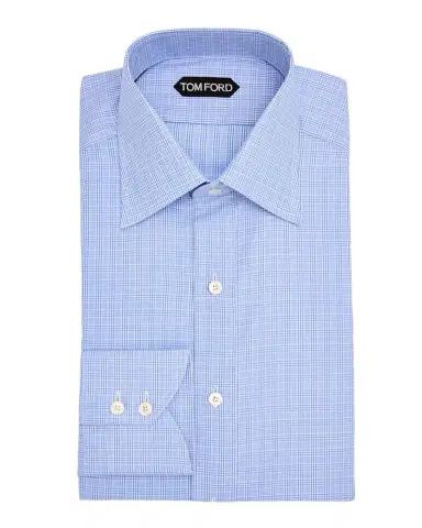 Tom Ford Men's Twill Check Slim-Fit Dress Shirt | Thumbnail 1