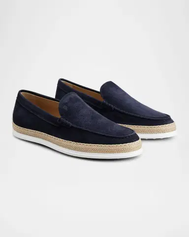 Tod's Men's Pantofola Gomma Rafia TV Suede Loafers | Thumbnail 2 Tod's Men's Pantofola Gomma Rafia TV Suede Loafers | Thumbnail 2
