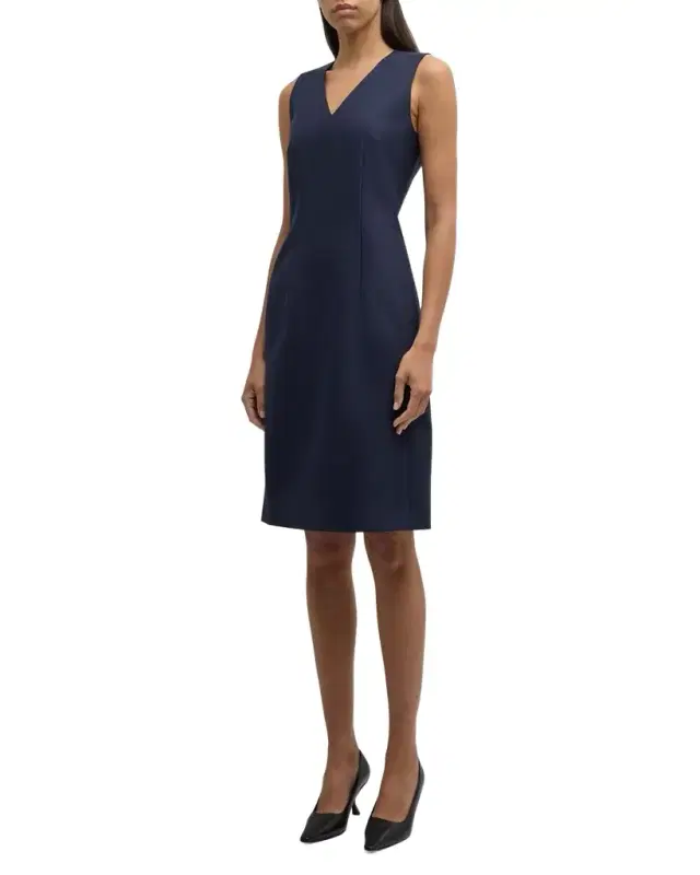 Lafayette 148 New York Sleeveless V-Neck Stretch Wool Dress