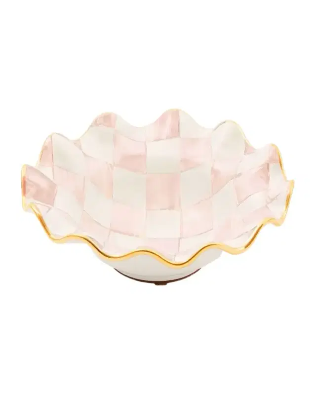 Rosy Check Ceramic Fluted Breakfast Bowl