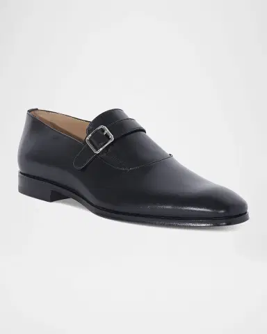 Paul Stuart Men's Horace Leather Single-Monk Strap Loafers | Thumbnail 2