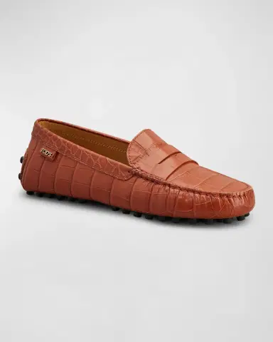 Tod 's Gommino Croco Penny Driver Loafers | Thumbnail 2