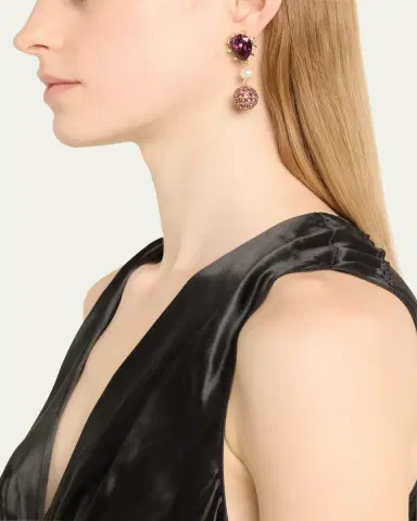 Oscar de la Renta Cactus Crystal with Pearly Bead and Ball Earrings | Thumbnail 2 Oscar de la Renta Cactus Crystal with Pearly Bead and Ball Earrings | Thumbnail 2
