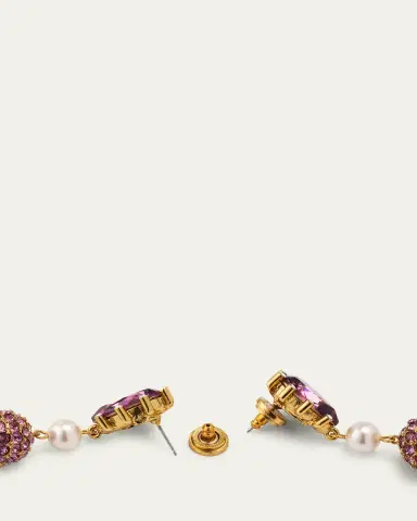 Oscar de la Renta Cactus Crystal with Pearly Bead and Ball Earrings | Thumbnail 4 Oscar de la Renta Cactus Crystal with Pearly Bead and Ball Earrings | Thumbnail 4