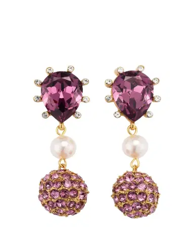 Oscar de la Renta Cactus Crystal with Pearly Bead and Ball Earrings | Thumbnail 1 Oscar de la Renta Cactus Crystal with Pearly Bead and Ball Earrings | Thumbnail 1