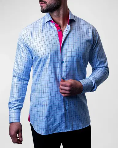 Maceoo Men's Einstein Check Dress Shirt | Thumbnail 2 Maceoo Men's Einstein Check Dress Shirt | Thumbnail 2
