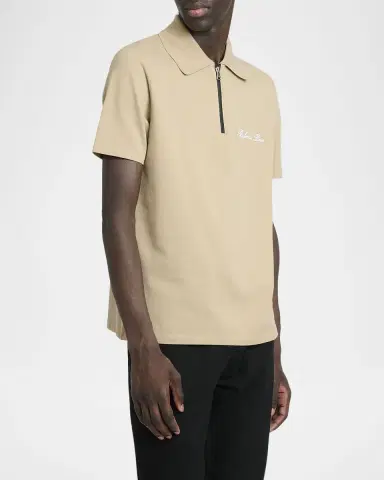 Balmain Men's Embroidered Zip Polo Shirt | Thumbnail 3