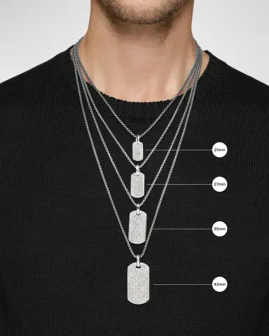 David Yurman Men 's Sculpted Cable Tag in Silver with Diamonds, 35mm | Thumbnail 4