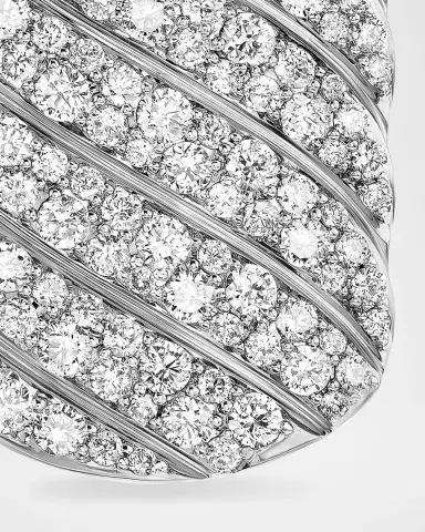 David Yurman Men 's Sculpted Cable Tag in Silver with Diamonds, 35mm | Thumbnail 6