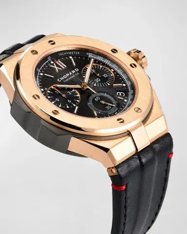 Chopard 44mm Alpine Eagle XL Chrono Watch with Leather Strap, Black | Thumbnail 3