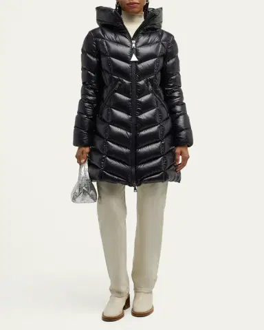 Moncler Marus Long Chevron-Quilted Jacket | Thumbnail 8