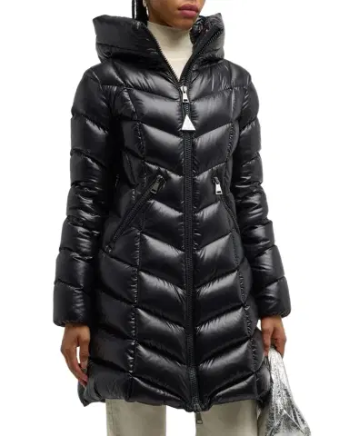 Moncler Marus Long Chevron-Quilted Jacket | Thumbnail 1