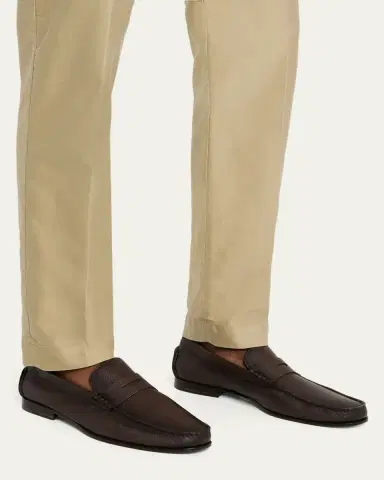 Santoni Men's Ikangia Leather Penny Loafers | Thumbnail 2