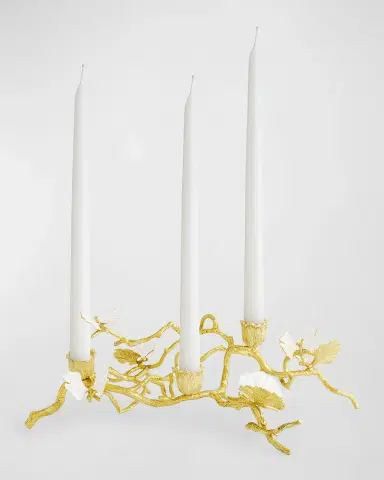 Michael Aram Butterfly Ginkgo White & Gold Low Candleholders | Thumbnail 3 Michael Aram Butterfly Ginkgo White & Gold Low Candleholders | Thumbnail 3