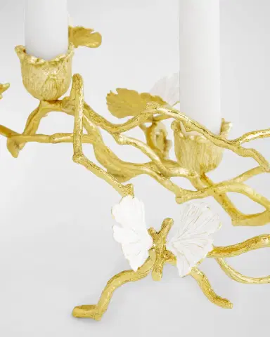 Michael Aram Butterfly Ginkgo White & Gold Low Candleholders | Thumbnail 6 Michael Aram Butterfly Ginkgo White & Gold Low Candleholders | Thumbnail 6