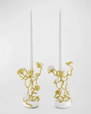 Michael Aram Butterfly Ginkgo White & Gold Candleholders, Set of 2 | Thumbnail 2 Michael Aram Butterfly Ginkgo White & Gold Candleholders, Set of 2 | Thumbnail 2