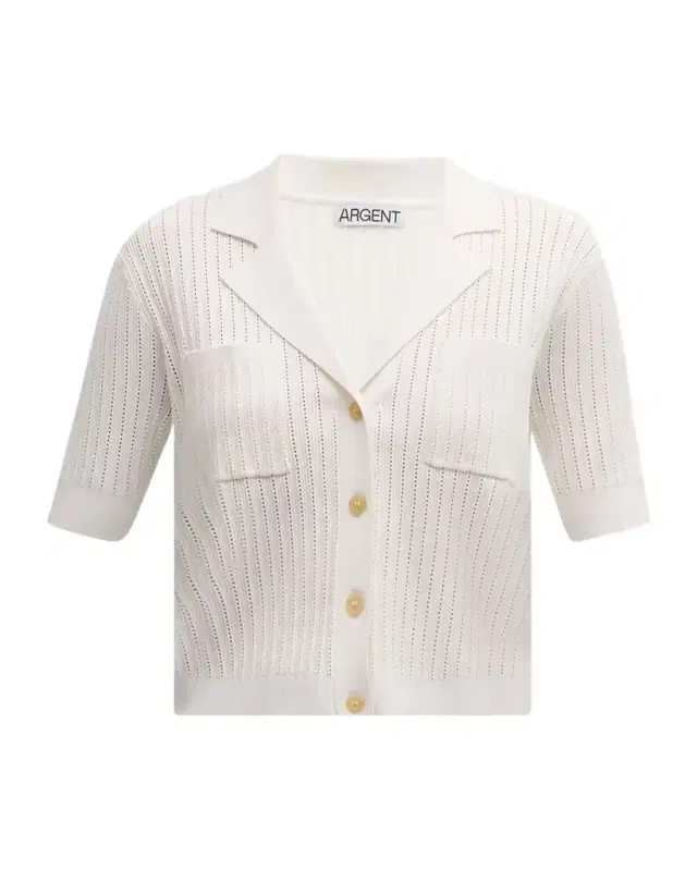 ARGENT Ribbed Pointelle-Knit Button-Down Shirt