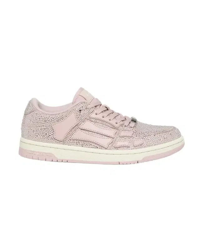 Amiri Skel Crystal Leather Low-Top Sneakers
