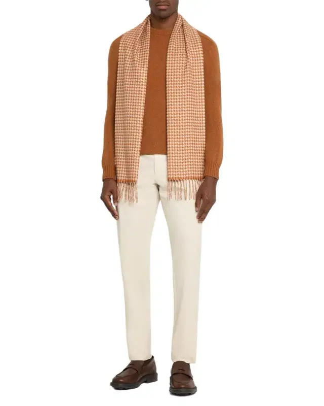Men 's Twist Silk and Cashmere Houndstooth Scarf