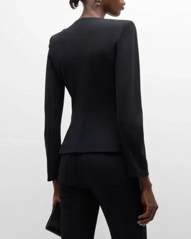 Emporio Armani Gathered Rope-Embellished Milano Jersey Jacket | Thumbnail 2 Emporio Armani Gathered Rope-Embellished Milano Jersey Jacket | Thumbnail 2