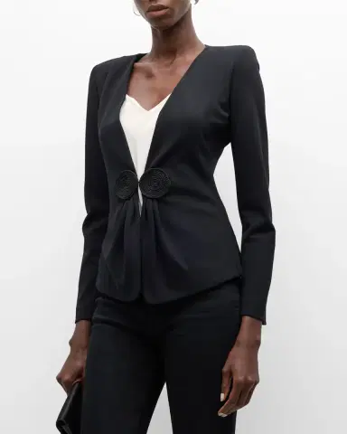 Emporio Armani Gathered Rope-Embellished Milano Jersey Jacket | Thumbnail 3 Emporio Armani Gathered Rope-Embellished Milano Jersey Jacket | Thumbnail 3