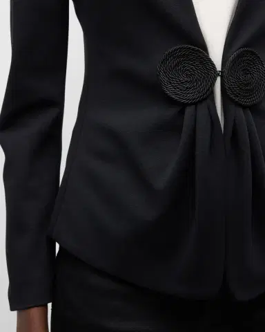 Emporio Armani Gathered Rope-Embellished Milano Jersey Jacket | Thumbnail 4 Emporio Armani Gathered Rope-Embellished Milano Jersey Jacket | Thumbnail 4
