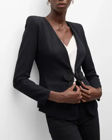 Emporio Armani Gathered Rope-Embellished Milano Jersey Jacket | Thumbnail 6 Emporio Armani Gathered Rope-Embellished Milano Jersey Jacket | Thumbnail 6