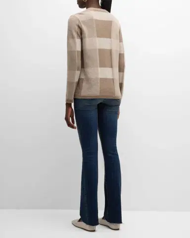 Emporio Armani Wool-Cashmere Check Cardigan | Thumbnail 3