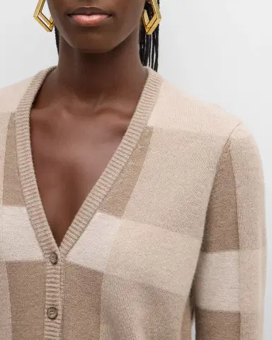 Emporio Armani Wool-Cashmere Check Cardigan | Thumbnail 5