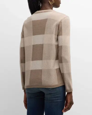 Emporio Armani Wool-Cashmere Check Cardigan | Thumbnail 6